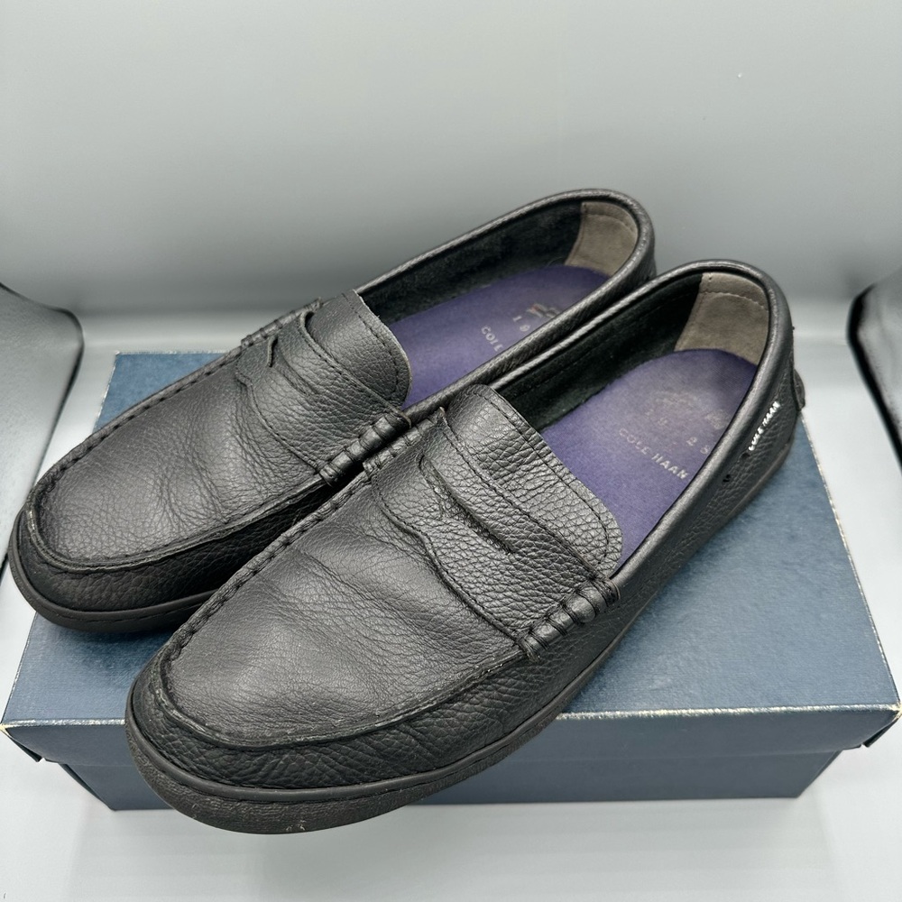 Cole Haan Black Leather Penny Loafers Slip-On